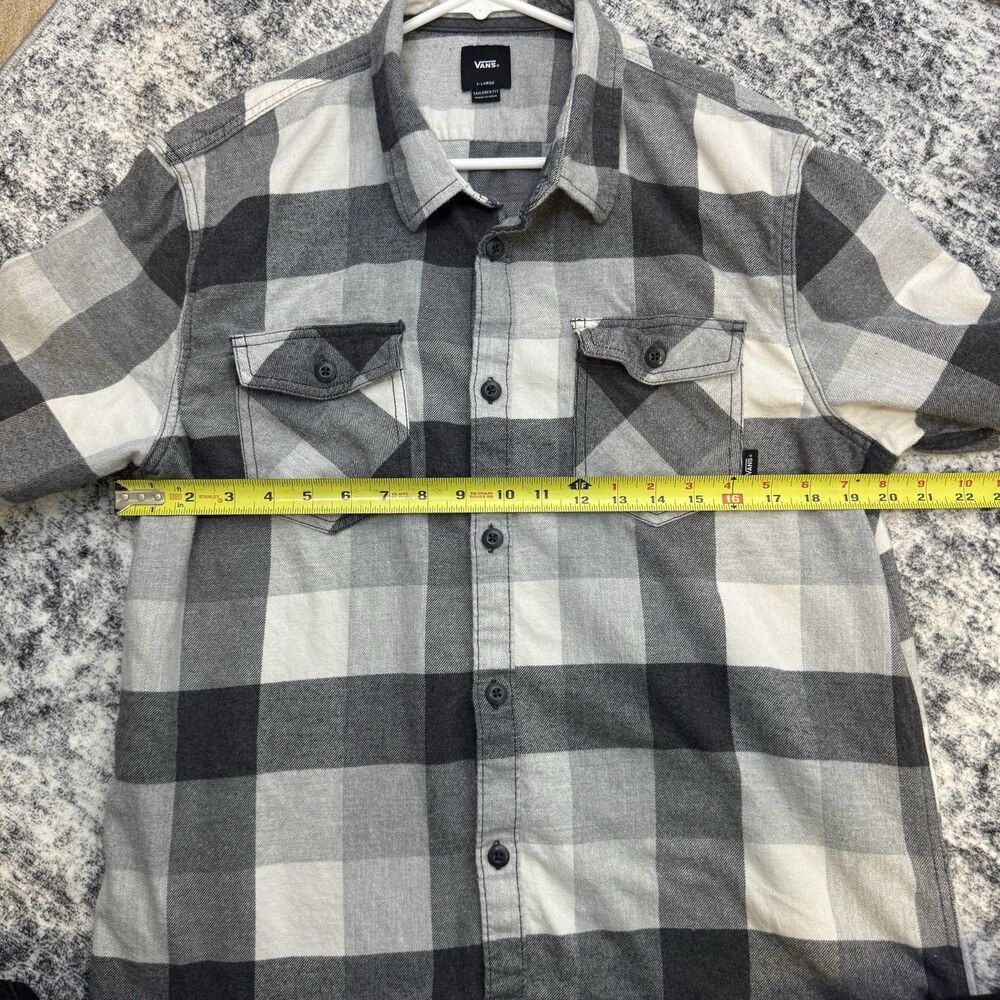 Vans Mens XL Black and White Buffalo Plaid Long Sleeve Flannel - Picture 10 of 13